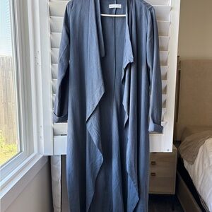 Grana Tencel lyocell Duster jacket Long Cardigan Coat Size XS indigo blue
